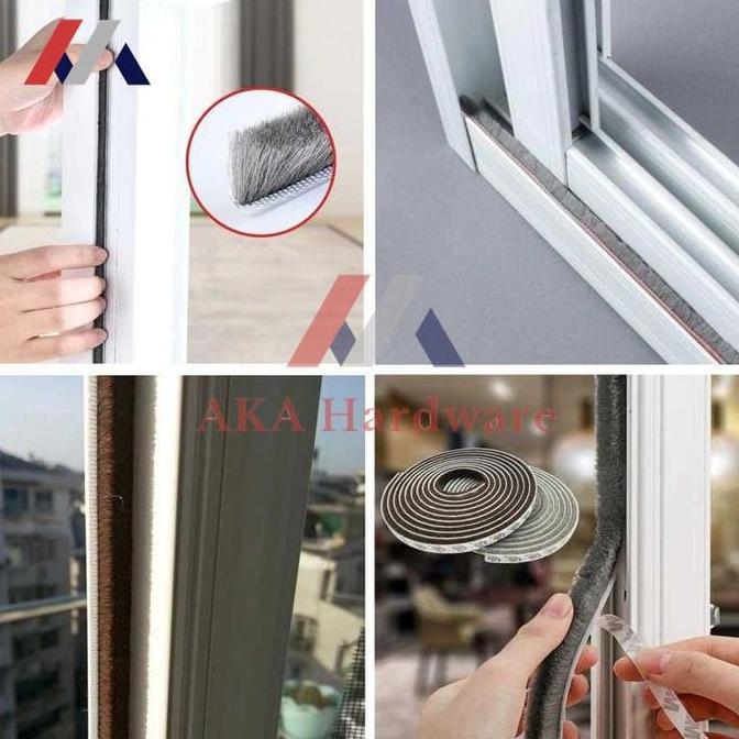 Allthebest- Mohair Tape Seal Bulu Penutup Celah Pintu Grey Double Tape