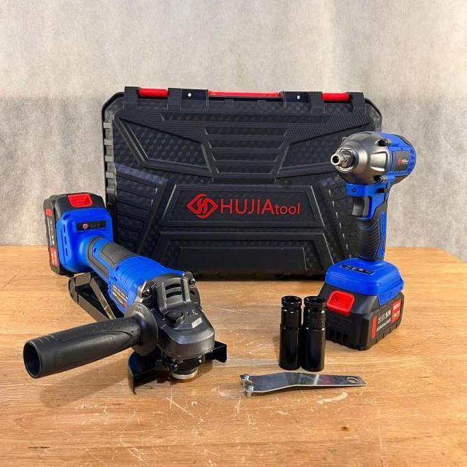 Bestone- impact wrench Hujia paket hemat 2221 + 2521 gerinda cordless
