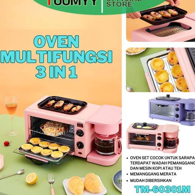 Cod Breakfast Maker Oven 3In1 Multifungsi Grill Pan Mesin Kopi Teh Pemanggan Pizza Kue Roti Tm60301M