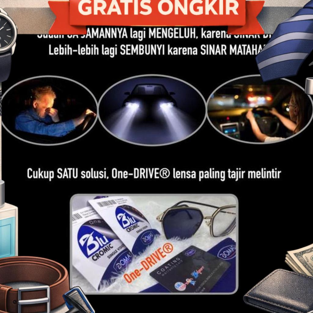 Lensa Kacamata Domas One Drive Bluechromic Original High Cylinder