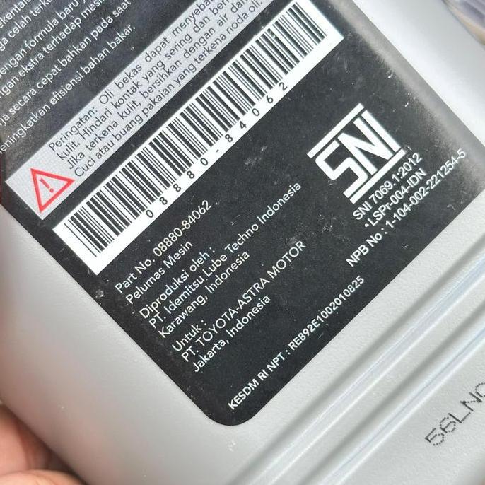 Oli Mesin Full Sintetis Sae 0W-20 Nomer Part O8880-84062 Produk Original Lexus