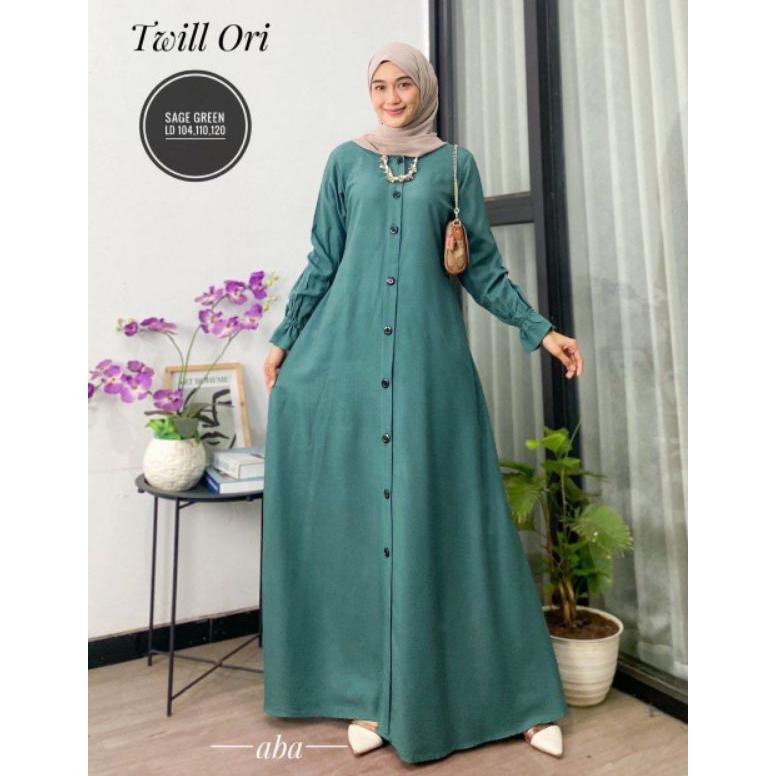 Cuci Gudang Gamis Polos Twill Ori | Gamis Busui | Gamis Kancing | Gamis Polos Premium | Fashion Musl