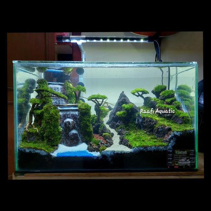 Aquascape dua air terjun pemandangan tebing