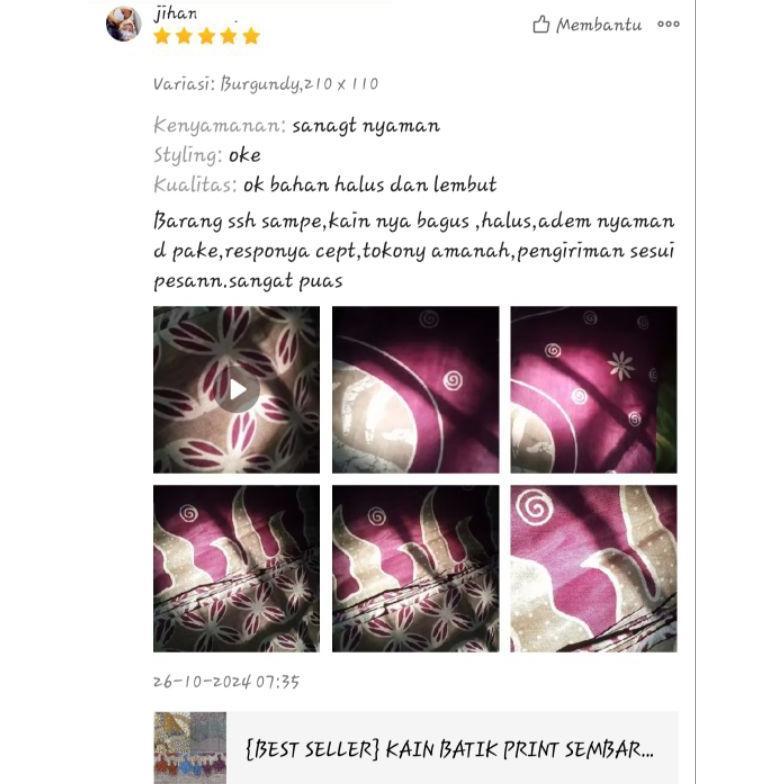 Limited {Best Seller} Kain Batik Print Ungu Lilac Lengkap Katun Prima Halus High Quality