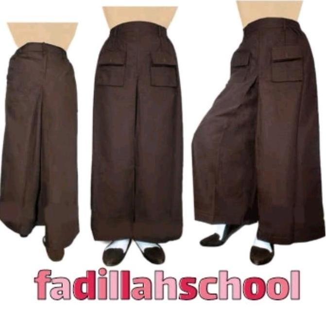 Promo Rok Celana Rok Kulot PRAMUKA panjang seragam sekolah Pinggang Karet Wanita Coklat Diskon