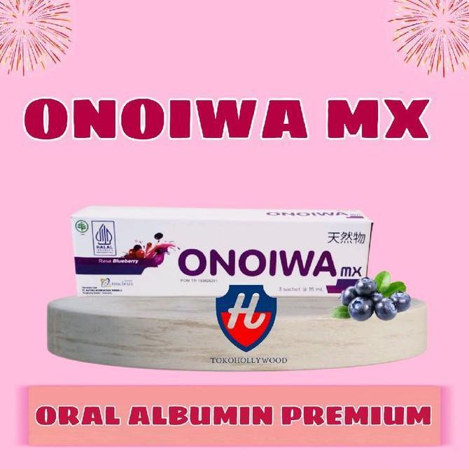 P_dalali - ONOIWA MX Albumin Ekstrak Ikan Gabus Premium Cair 1 Box Isi 3 Sachet 15ml Rasa Blueberry 