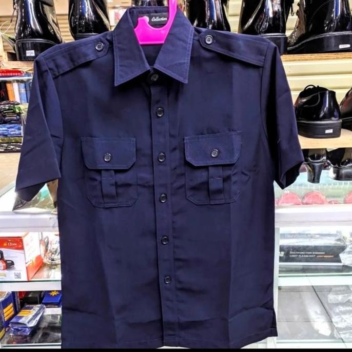 BEST SELLER / PREMIUM baju setelan safari dongker seragam PNS pdh guru kantor pria pendek