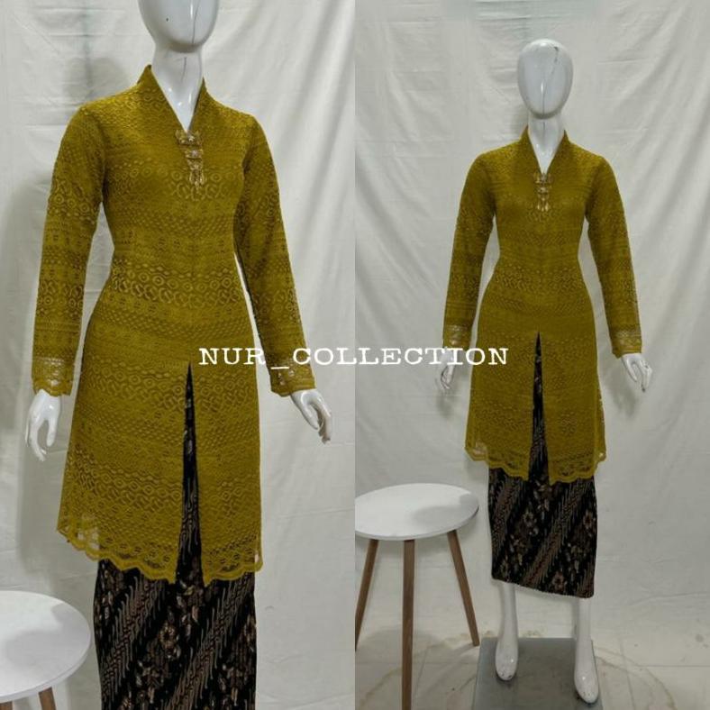 Murah Cod  Krahh V Kebaya Tunik/ Kebaya Brokat Long Tunik/ Kebaya Brokat Modern/  Kebaya Favorit/ Ou