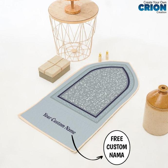 Thebest- Sajadah kubah dewasa tebal dengan bulu halus motif flower - bisa custom nama - by Crion