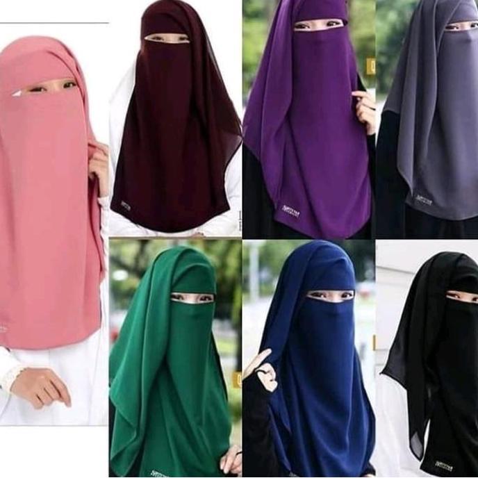 Thebest- Cadar Niqab Yaman Savira cadar yaman 29 warna Ceruty Hitam Nyaman Layer Panjang Muslim Silk