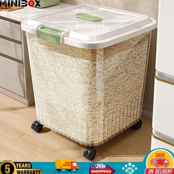 MiniMalisBox dispenser beras estetik rice box 25kg aesthetic  tempat beras aesthetic storage tempat 