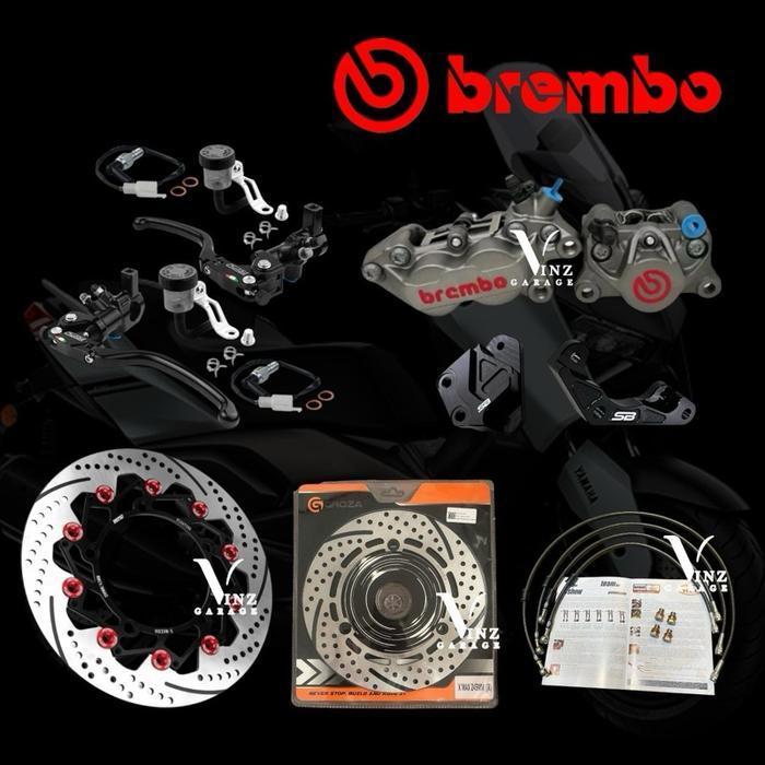 Paket Pengereman Yamaha Xmax Full Set By Brembo Brakes / Kaliper Brembo 4 Piston 2 Piston / Master R