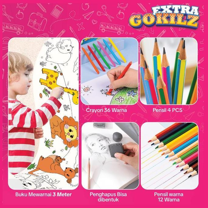 [EXTRA GOKILZZZ] "Combo Crayon + Pensil Warna + Buku Mewarnai + BONUS, Set Lengkap untuk Kreativitas