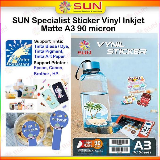Kertas Stiker SUN Specialist Sticker Vinyl Inkjet Matte A3