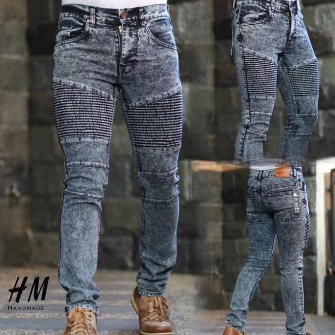 Jeans Bikers snowBlue / Celana Skinny Bikers jeans - bikers Jeans Pria