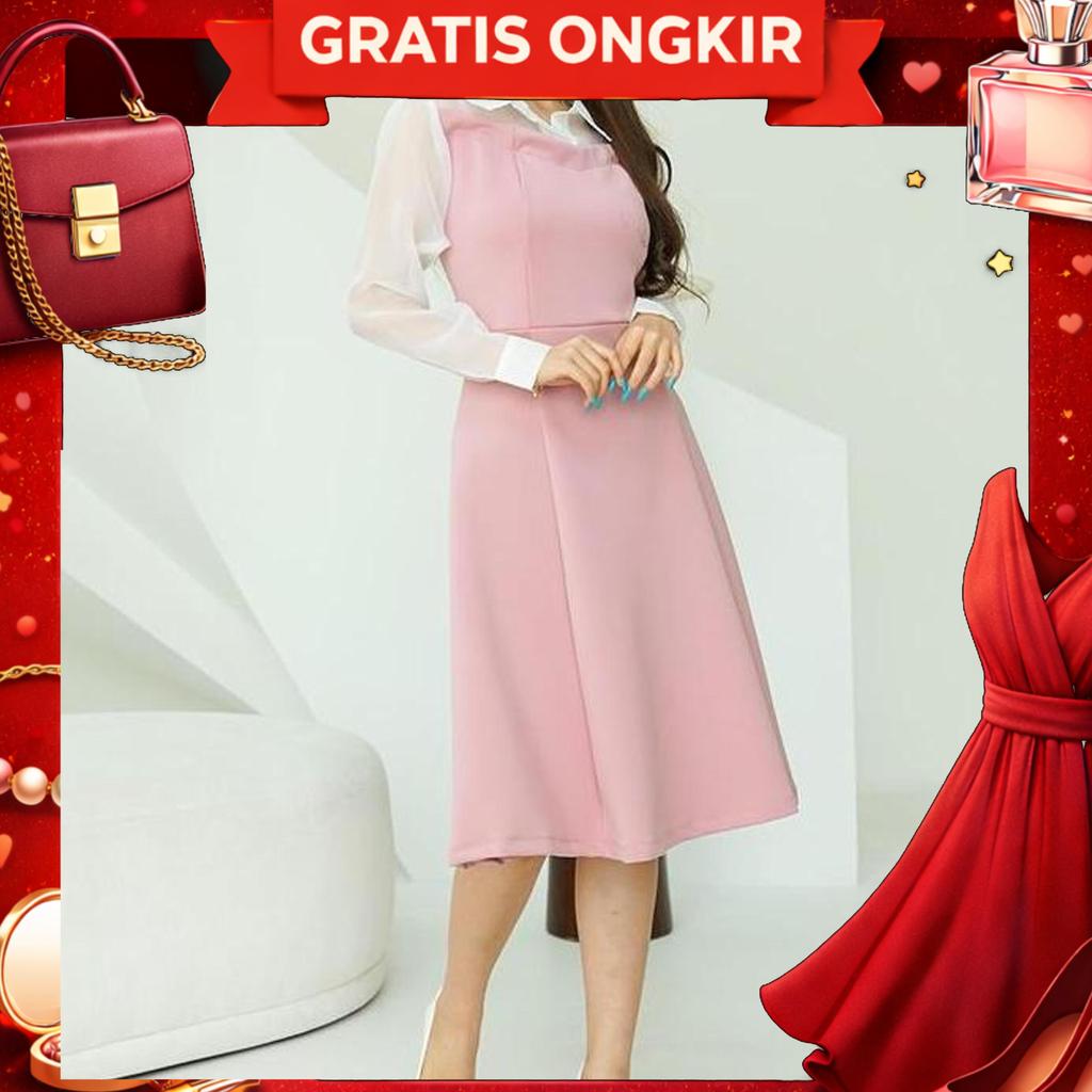 Dress Organza Kanora Gaun Casual Wanita