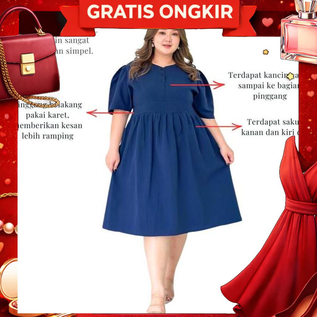 Atractiv Midi Dress Big Size Ld120 Ld130 Ld135 Ld142 Dress Hitam Jumbo Dress Hitam Big Size Baju Pes