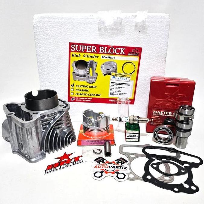 PAKET BLOK PISTON 53MM + CAM + BUSI BRT GENIO DELUXE All New BEAT FI ESP STREET SCOOPY FI STYLISH Bo