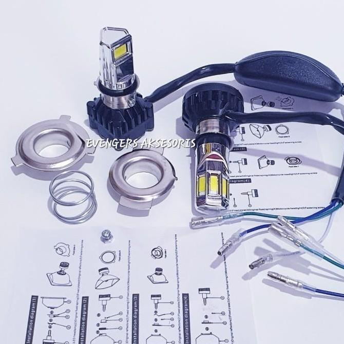 Lampu Hid Depan 6 Led/3 Led +Kipas Motor Mio/Vario/Vixion/Beat/Verza/Revo/Blade/Jupiter/Mx King/Vega