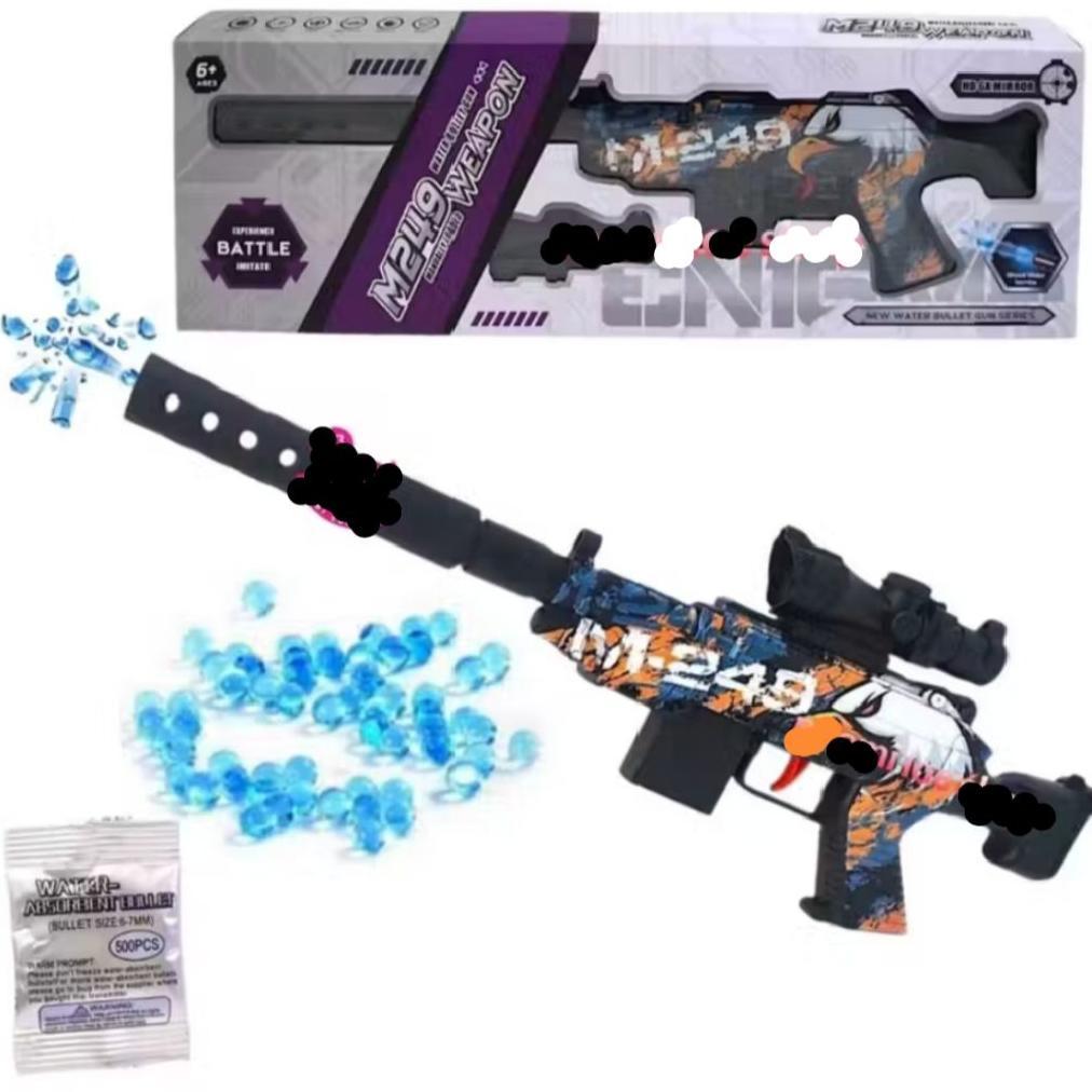 READY Jelly Blaster M249 Weapon Water Bullet Gun Toys air mainan p*stol elektrik water gel blaster