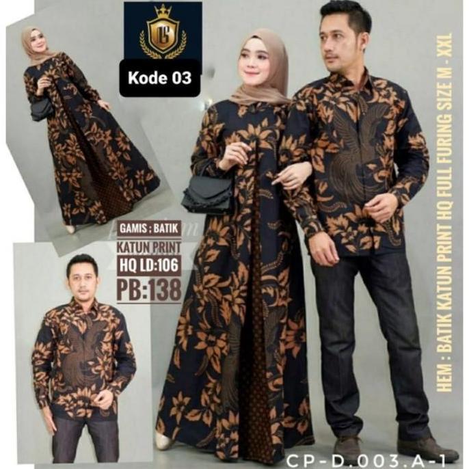 New Item, Couple Gamis Batik Premium Ori Solo Termurah Terbaru Terlaris Viral Sarimbit Batik Gamis S