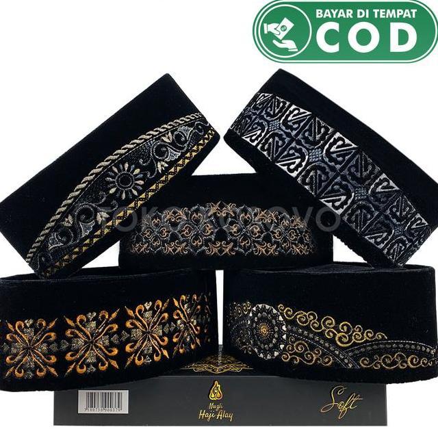 Grosir 10 Pcs Songkok Haji Alay Bordir Spesial Ac Tinggi 9 Peci Sholat Pria Dewasa Hitam Motif Batik