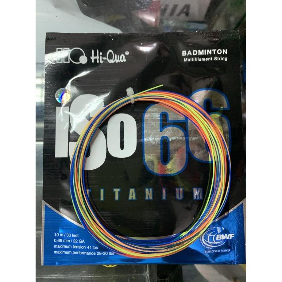 Mintonoi- Senar Badminton New Hiqua Iso 66 Titanium Rainbow Original