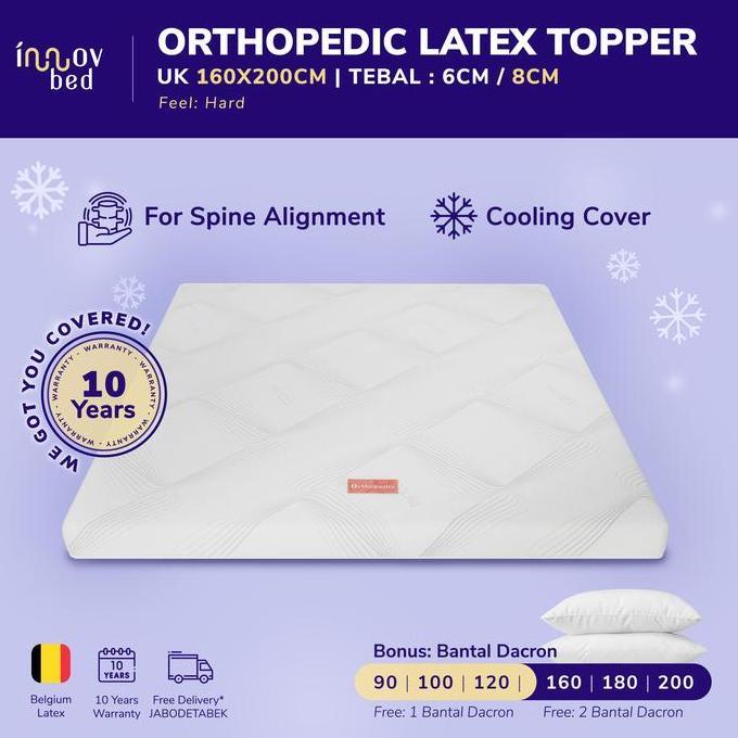 Lansungkirim- Innovbed Topper Latex Orthopedic 160X200 Tebal 8Cm - Pelapis Kasur Nyaman & Sehat - Bo