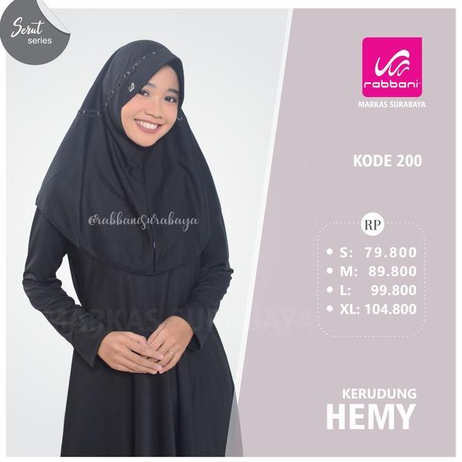 Terpopuler- Rabbani Kerudung  Instan Hemy Warna Sekolah (Serut Pita Renda Mahkota) Bergo Jilbab