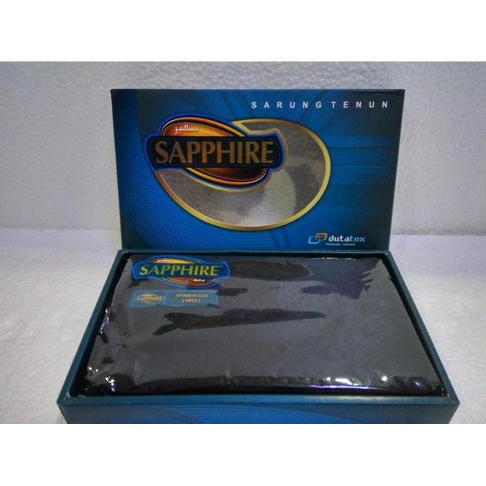 Sale 1 Kotak (10 Bh) Kain Sarung Muslim Pria Dewasa Merk Sapphire Hitam