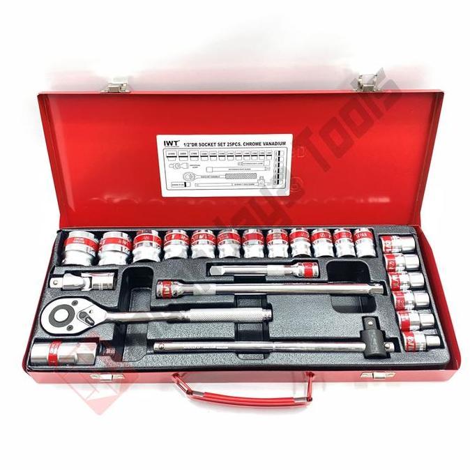 Alatlengkap- Iwt Japan Kunci Sok Set 25 Pcs 1/2 Inch - Socket Set Soket