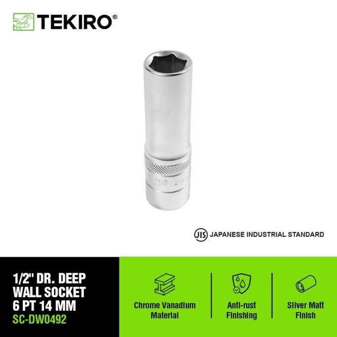 Alatlengkap- Mata Sok Panjang 14Mm Dr.1/2" Tekiro Kunci Sok Deep Wall Socket