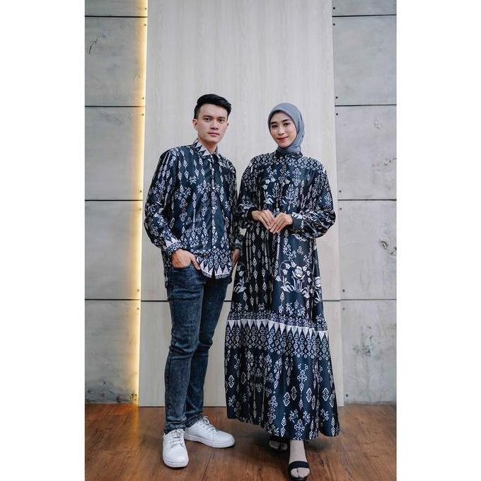 Baju Couple Pasangan Suami Istri Batik Kondangan Sarimbit Muslim