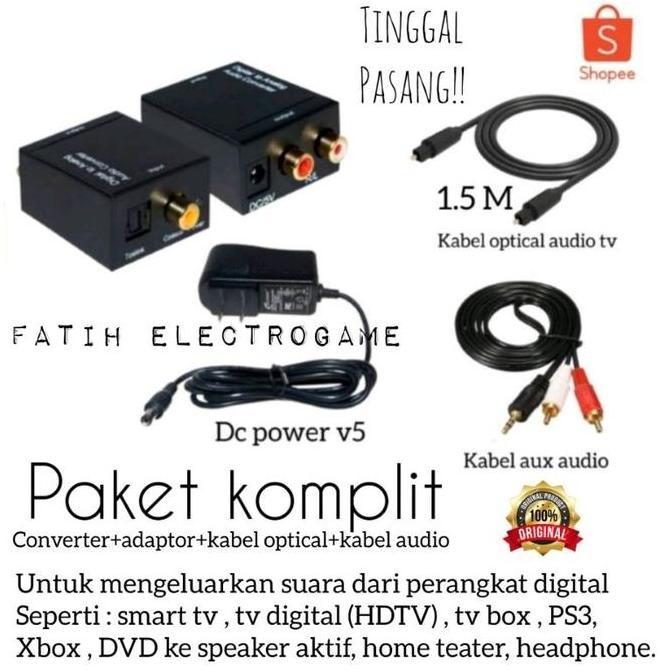 Bestone- [ PAKET KOMPLIT ] Digital audio converter + Kabel optik audio tv ( BAE