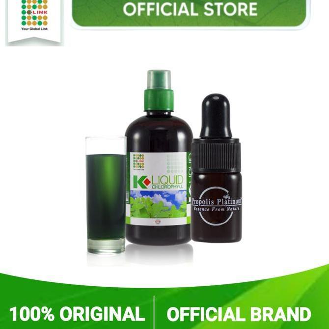 (PAKET BUNDLING KLOROFIL DAN PROPOLIS PLATINUM) Klorofil Original K Link 500 ml.K link Klorofil.K Li