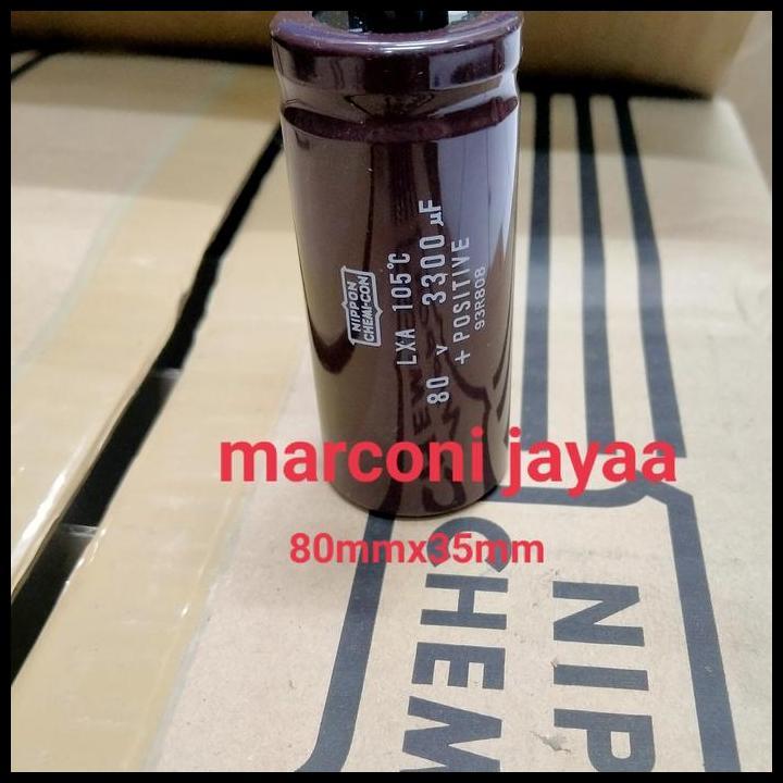 HOT DEAL KAPASITOR ELCO 3300UF 80V NIPPON CHEMI-CON 80MMX35MM 