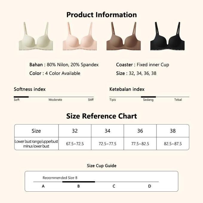 GOSO [Jakarta Spot] Premuim Bra Wanita Push Up Tanpa Kawat Cup 3/4 Busa Tipis Seamless Bh Anti Kendu