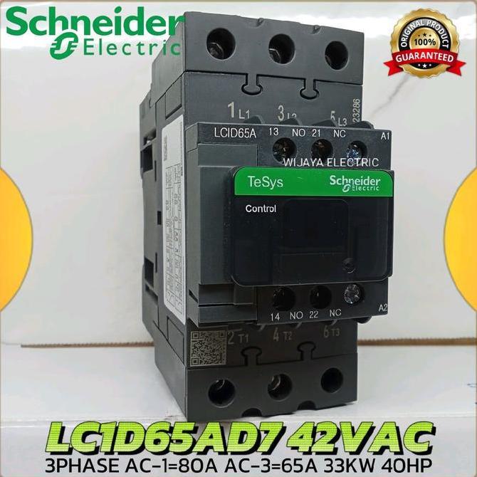 Kontaktor contactor Schneider lc1d65ad7 42vac 65a 3p lc1d65a d7 42v