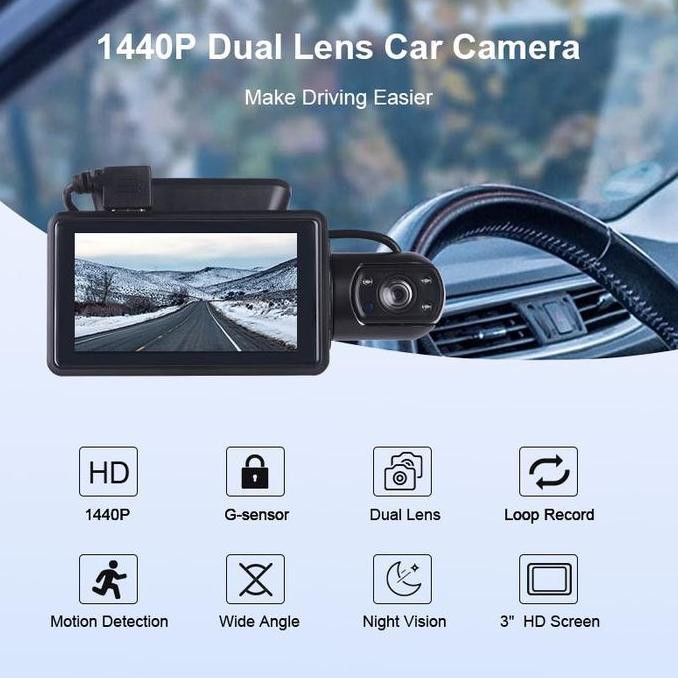 Kamera Mobil Car Camera Dash Cam Night Vision 170 Angle 1440P G Sensor Kualitas Terbaik Harga Termur