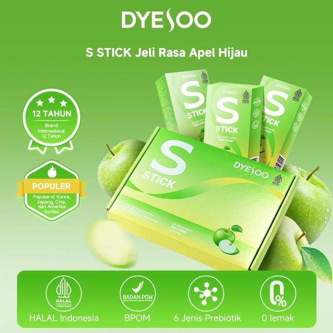 [Live Exclusive] DyesooS STICK Jeli Rasa Apel Hijau - Bersertifikat HALAL Indonesia,Mengandung 6 Pro