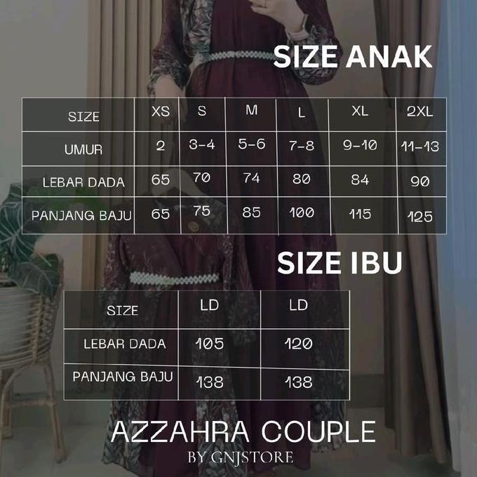 AZZAHRA - GAMIS COUPLE Ceruty Baby DoLL ibu & anak ((DIJUAL SATUAN)))