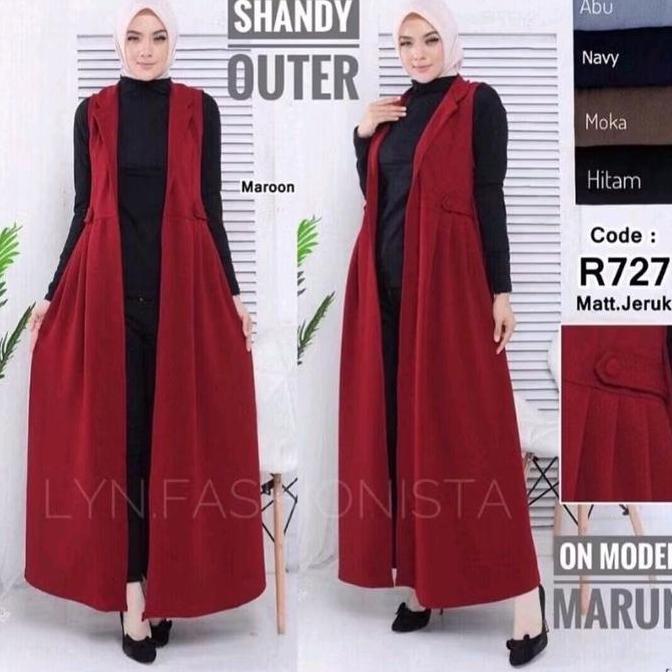LONG CARDIGAN WANITA FASHION MUSLIMAH TANPA LENGAN/OUTER PANJANG KARDIGAN GAMIS MEWAH/SHANDY