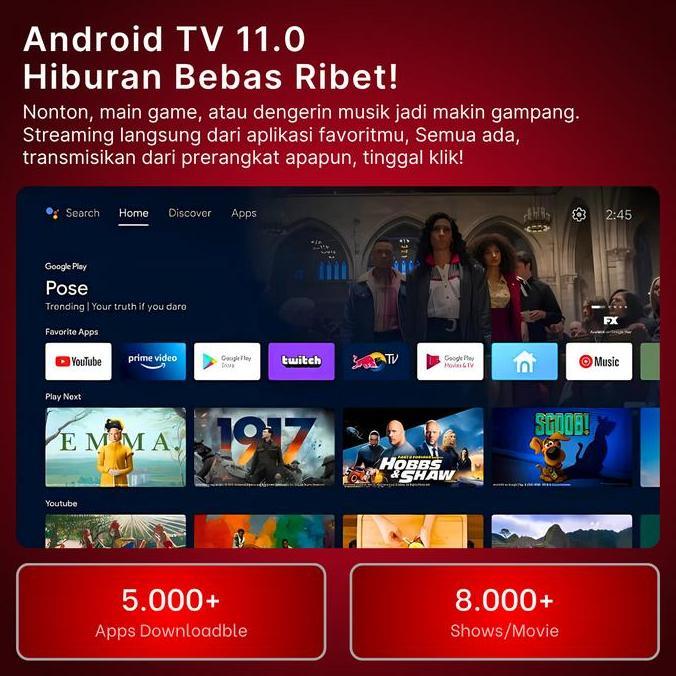 Terpopuler- Ppi - Sky S6 - Proyektor Android Tv | 150 Ansi | Layar Lebar 150 | Wifi & Bluetooth