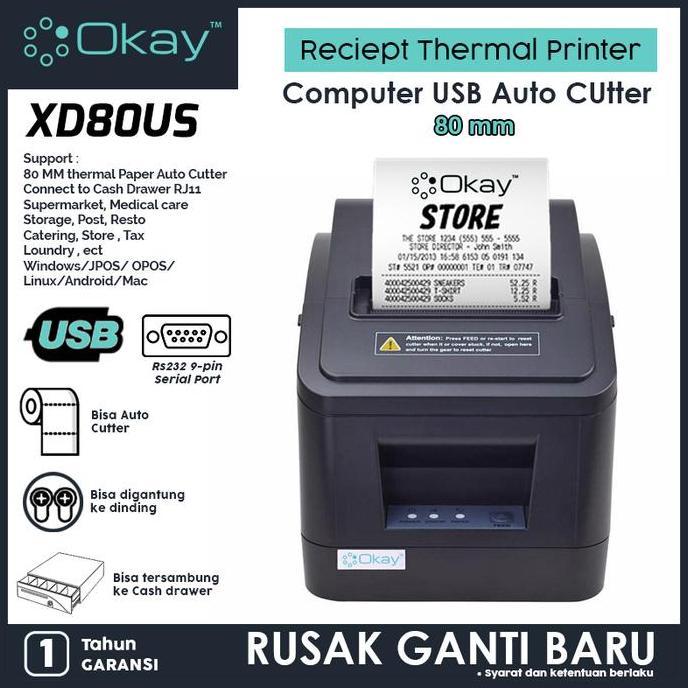 Terpopuler- Printer Thermal 80Mm Printer Reciept Pos Ppob Printer Kasir Okay