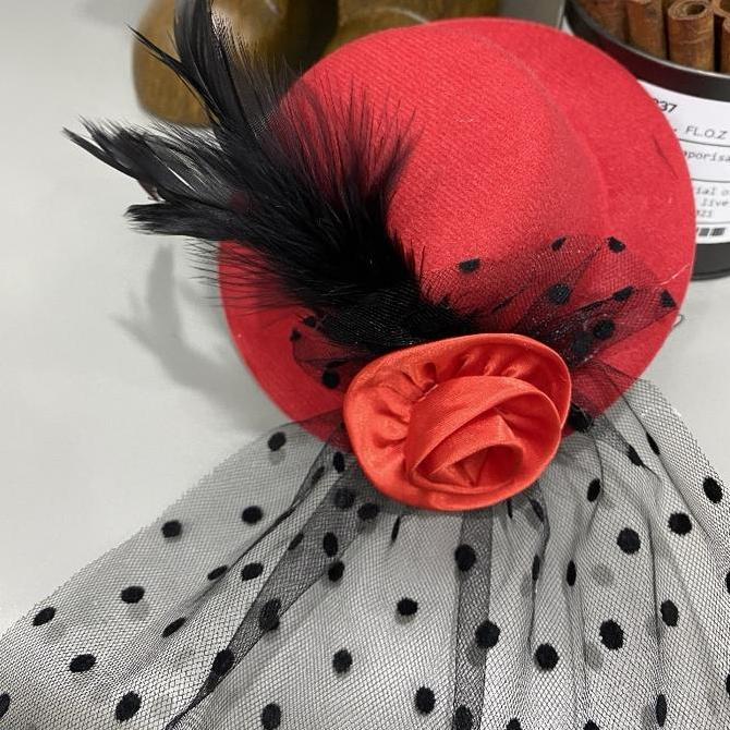 Terpopuleracc- Jepit Topi Hiasan Fascinator Hat Wedding Headpiece Topi Jaring Fascinator Hat  Topi H