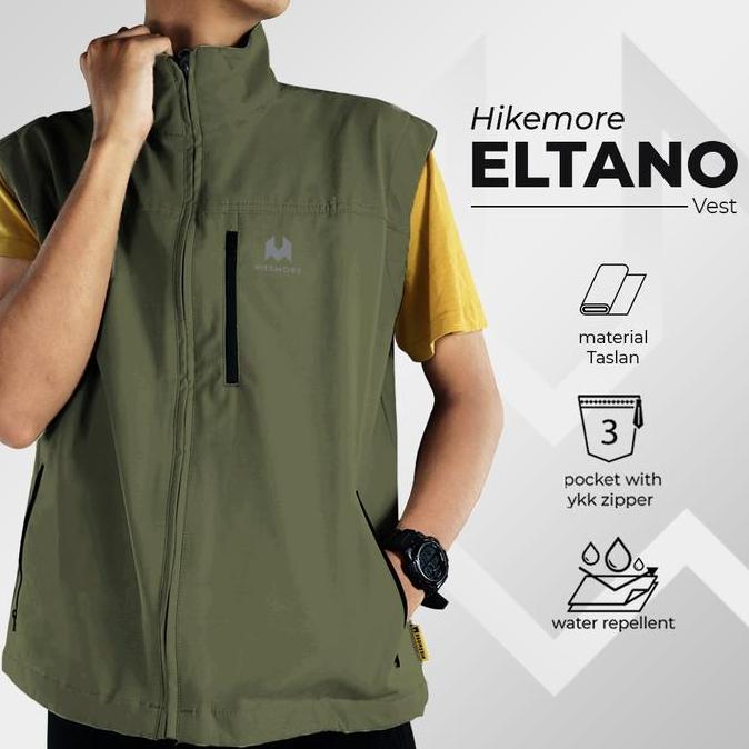 BEBAS ONGKIR - Hikemore Eltano Vest Pria Rompi Motor Tebal Touring Original Vest Outdoor Logo Casual