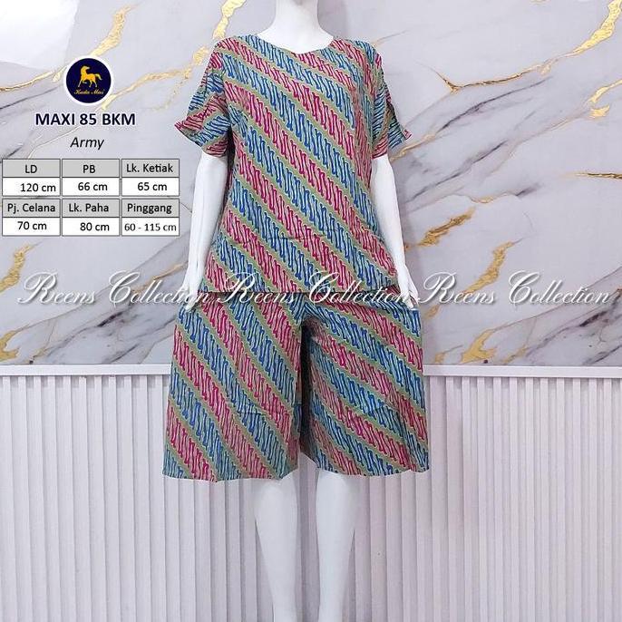 Terpopuler- Batik Kuda Mas Setelan Maxi 85 | Piyama Kulot Lengan Pendek Ld 120 Cm