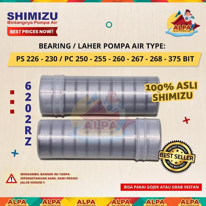 Gasyuuk- Bearing / Laher Shimizu Asli 6202Rz (Tutup Karet)