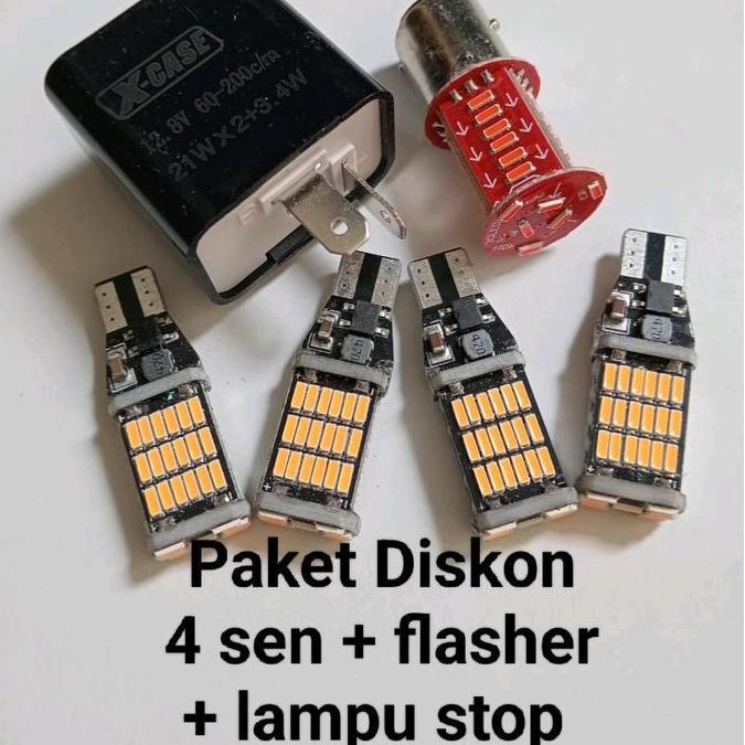 Gaswoi- Paket Hemat Sen Sein Dajjal 4 Pcs Sen + Flasher Soket T15 Original Kualitas Bagus + Lampu St