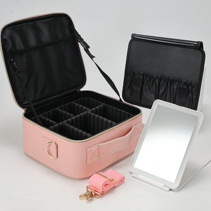 Terpopuler- Tas Kosmetik Cermin Led Tas Makeup Led Tas Make Up Cermin Lampu